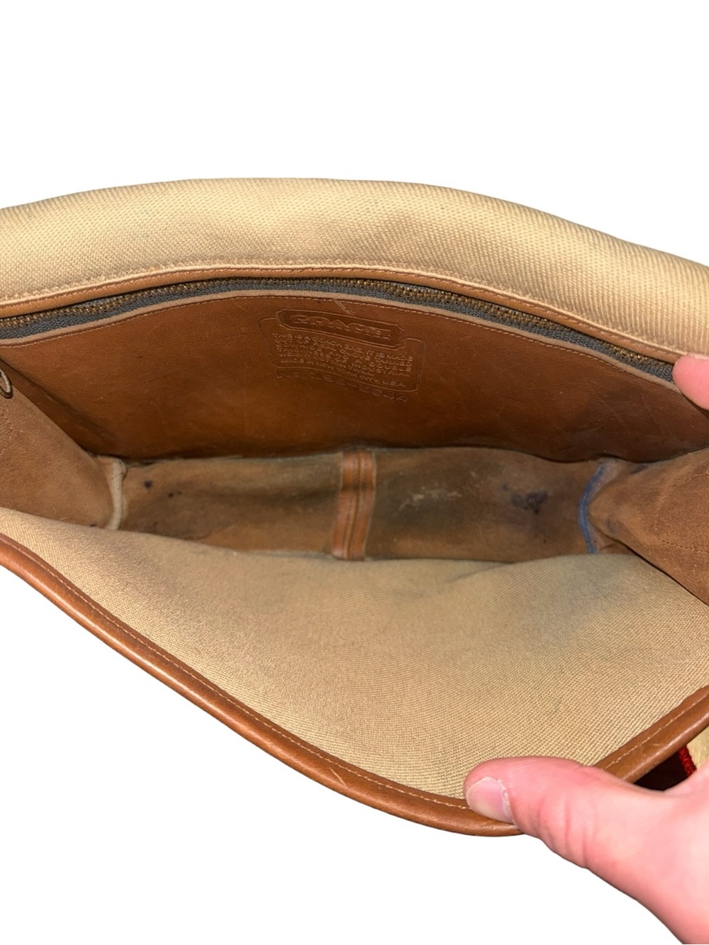 RARE Vintage Coach 70s Convertible Clutch Twill NYC Creed Leather Trim Used - Picture 13 of 16